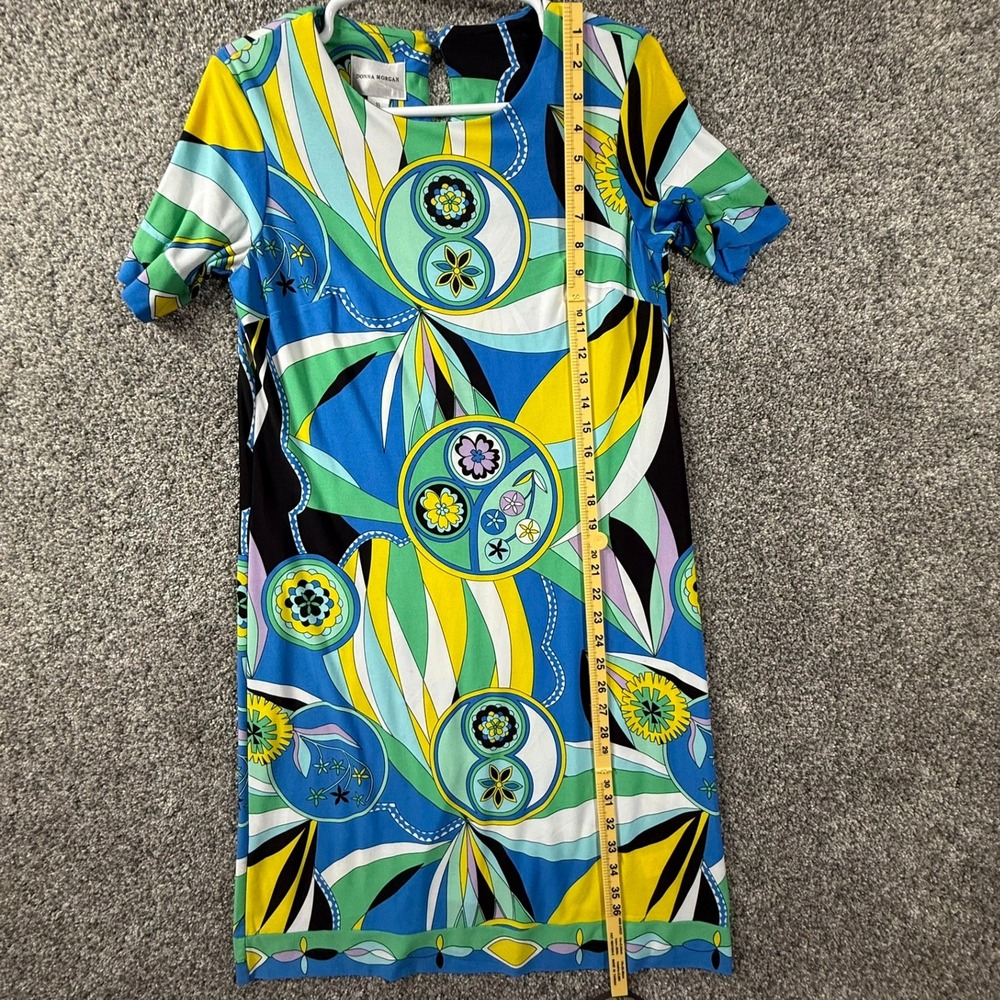 Donna Morgan Womens Blue Yellow Psychedelic Print Jersey Shift Dress Size 10 - Picture 5 of 14